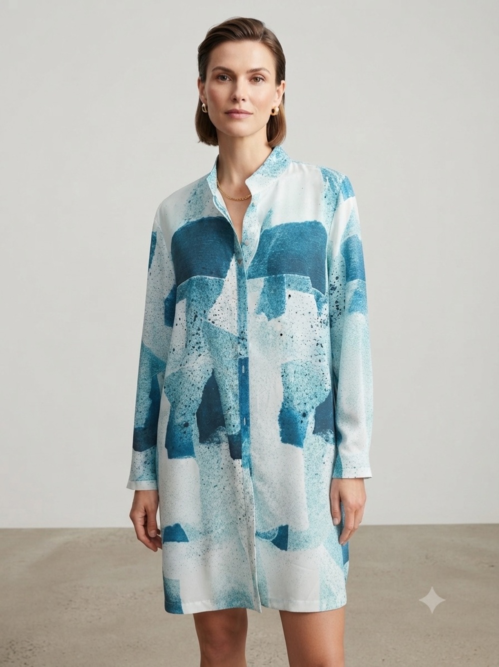 Misook Blue Abstract Print Dress Size XL 0083